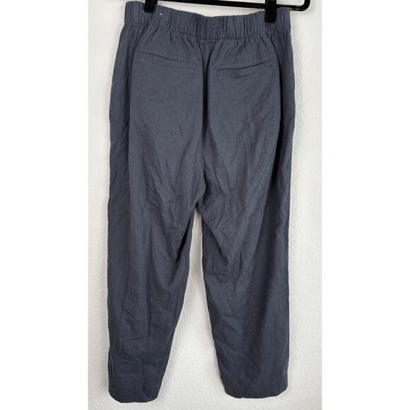 Ann Taylor Loft Gray Linen Pants Sz Med High Rise Elastic Waist Minimalist - Picture 7 of 13